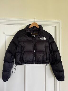 The North Face Black Cropped Nuptse Puffer Jacket